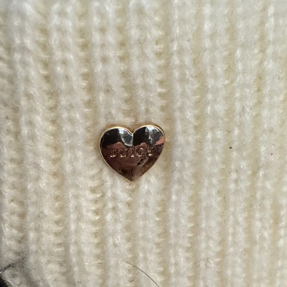 Juicy Couture Beanie Scarf Set Cream Ivory Winter Knit Pom Pom Gift Box Y2K